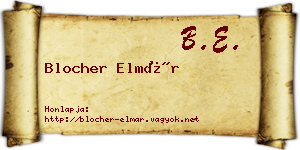 Blocher Elmár névjegykártya